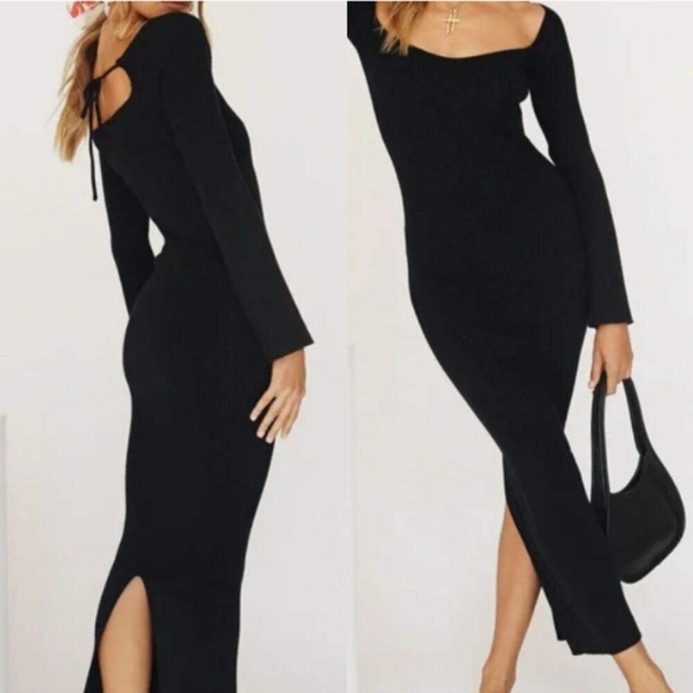 VRG Girl Knot Maxi Dress Black Size 8 128$ Bodycon